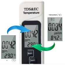 Pandoraplanet 3'ü 1 Arada Su Kalitesi Testi Digitale Ph Ölçer 0.00-14.0 Ph Test Cihazı Ölçer Termometre 0-9999 US/CM0-9999 Ppm 0.1- 80.0 Bahçe Suyu Monito (Yurt Dışından)