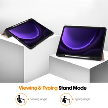 XFashion Samsung Galaxy Tab S9 Fe / Tab S9 Smart Case Pu Deri+Tpu Trifold Stand Tablet Kapak Kalem Tutucu (Yurt Dışından)