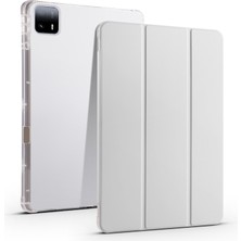 XFashion Xiaomi Pad 6 Max 14 Kılıf Üç Katlı Stand Kalem Yuvası ile Şeffaf Arka Tablet Kapağı (Yurt Dışından)