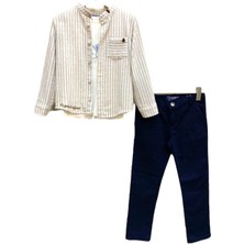 Little Tortoise Hakim Yaka Gömlekli Badili Pantolonlu 3,lü Takım