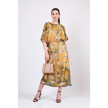 Nomads Felt Ipek Uzun Elbise | Gold Van Gogh Badem Çiçeği | Nomads Felt