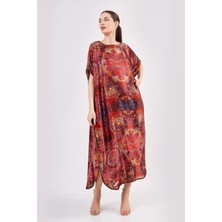 Nomads Felt Saf Ipek Uzun Elbise | Mandala Desen Kırmızı | Nomads Felt