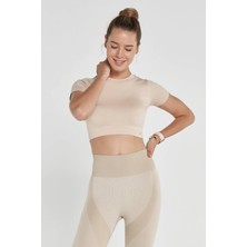 Jerf Captiva Yumuşak Dokulu & Esnek Crop Top Bej