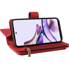 Yihang Boutique Motorola Moto G13 Pu Deri Manyetik Kapatma Onbeş Kart Yuvaları Fermuarlı Cep Telefonu Kılıfı Kart Yuvası Standı ile (Yurt Dışından)