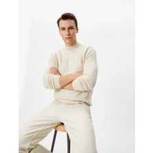 Koton Yarım Balıkçı Yaka Kazak Triko Slim Fit Örgü Dokulu