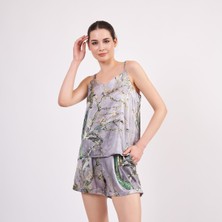 Nomads Felt Ipek Askılı Şort Pijama Takımı Van Gogh Badem Ağacı Gri