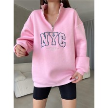 You Like Butik Nyc Nakışlı Fermuarlı Sweatshirt