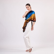 Nomads Felt Saf Ipek Fular | 55X180 cm | Van Gogh Wheatfield With Crows | Nomads Felt