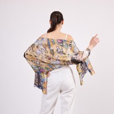 Nomads Felt Vual Ipek Fular | 55X180 cm | Gustav Klimt Lady With Fan Yelpazeli Kadın | Nomads Felt