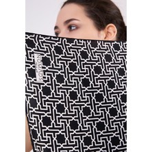 Nomads Felt Saf Ipek Fular | Siyah | Unisex | Selçuklu Vektörel Yıldız Desen