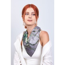 Nomads Felt %100 Ipek Kare Gri Fular Van Gogh Badem Ağacı