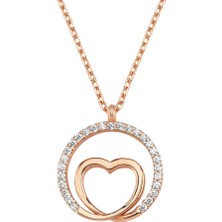 Altın Sepeti Rose Gümüş Kalp Çemberi Kolye