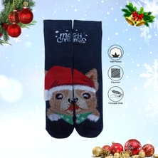 Tekli Unisex Yılbaşı Christmas Temalı Köpekli Kışlık Havlu Soket Yeni Yıl Çorapları 37-40