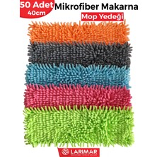 Larimar 50 Adet Makarna Mop Mikrofiber Yedek Paspas Temizlik Bezleri Standart Tüm Modellere Uygun 40 cm