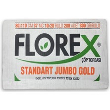 Florex Çöp Poşeti 80X110 cm Siyah Jumbo 300 gr 5 Rulo 50 Adet