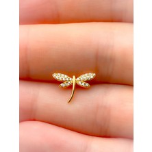 Trinos Cerrahi Çelik Zirkon Taşlı Yusufçuk Figürlü Kıkırdak Helix Tragus PIERCING(1ADET)