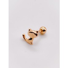 Trinos Cerrahi Çelik Kedi Figürlü Kıkırdak Helix Tragus PIERCING(1ADET)
