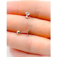 Trinos Cerrahi Çelik Kedi Figürlü Kıkırdak Helix Tragus PIERCING(1ADET)