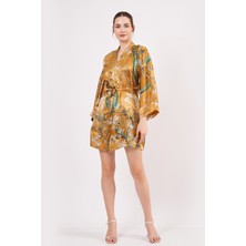 Nomads Felt Saf Ipek Kısa Kimono Kaftan | Van Gogh Badem Ağacı Gold | Nomads Felt