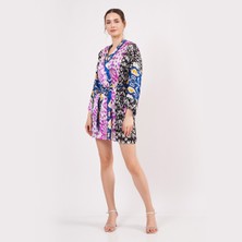 Nomads Felt Saf Ipek Kısa Kimono Kaftan | Ikat Desen 1 | Nomads Felt