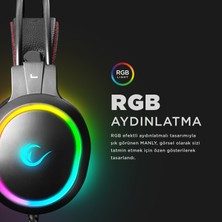 Rampage RM-K12 MANLY Siyah 7.1 Usb Surround RGB Işık Efektli Gaming Oyuncu Mikrofonlu Kulaklık