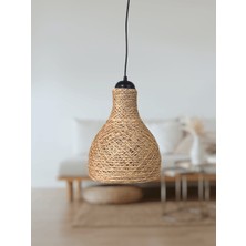 Tek-İş 23 cm x 27 cm x 87 Rustik Jüt Halatlı Sarkıt Lamba Avize Keten Ip Başlık Küre Top Sarkıt Avize Huni