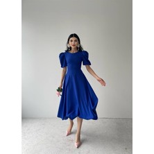 Concon Moda Viki Midi Boy Kloş Elbise SAX-4414
