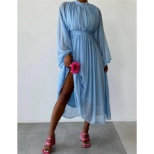 Concon Moda Melina Uzun Kol Bebe Mavisi Elbise
