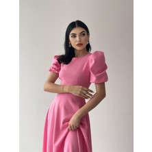 Concon Moda Viki Midi Boy Kloş Elbise PEMBE-4414