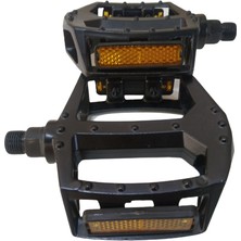 Güçlü Bisiklet Motosiklet  Platform Bisiklet Pedalı Bilyalı Reflektörlü Siyah 9x9 cm Çivili Alüminyum Pedal