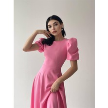 Concon Moda Viki Midi Boy Kloş Elbise PEMBE-4414