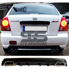 Hyundai Accent Admire Difüzör Arka Tampon Eki 2 Egzoz Çıkışlı Siyah Lüx Tip