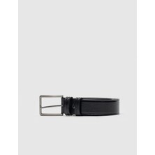 Cabani %100 Hakiki Deri Erkek Siyah 3,5 cm Dikişli Klasik Kemer