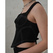 Oment Design Contrast Corset - Kuş Gözü Detaylı Ayarlanabilir Korse