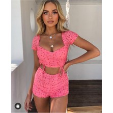 Pink Life Mini Pembe Yıldız Desenli İkili Şortlu Takım