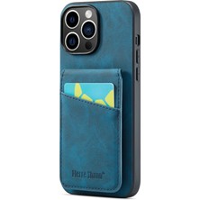 Forestl Digital iPhone 14 Pro Max Kickstand Telefon Kasa Kart Tutucu Pu Derisi+Tpu Kapak-Mavi (Yurt Dışından)