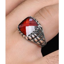 Prestige Gümüş Kırmızı Zirkon Taşlı 925 Ayar Gümüş Erkek Yüzüğü