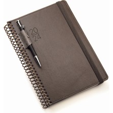 Gıpta 2024 409-EXK Elite Diary 17 x 24 cm Spiralli Termo Deri Kapak Günlük Krem Ajanda