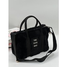 Celonia The Tote Bag Peluş Askılı Kadın Siyah El ve Omuz Çantası