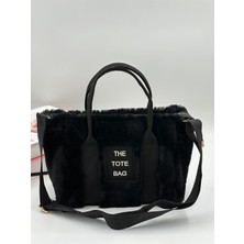 Celonia The Tote Bag Peluş Askılı Kadın Siyah El ve Omuz Çantası