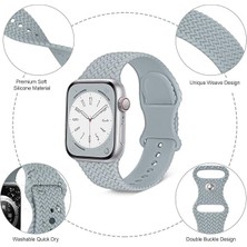 Qifit Apple Watch Kordon Band ile Uyumlu Silikon Örgülü Bantlar 38MM 40MM 41MM 42MM 44MM 45MM 49MM