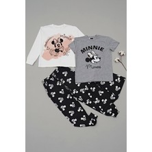 For You Kids 4'lü Minnie Mouse Baskılı Tshirt Şort Pantolon Takım