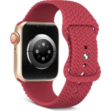 Qifit Apple Watch Kordon Band ile Uyumlu Silikon Örgülü Bantlar 38MM 40MM 41MM 42MM 44MM 45MM 49MM