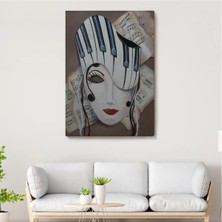 Canvasum Müzik Notaları ve Kadın Sürreal Tablosu AR030303