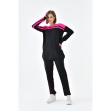 FTZ Women Kadın Çizgili İkili Takım  Siyah Fuşya 20658