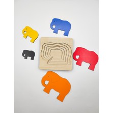 İcons Montessori Katmanlı Puzzle, Tak-Çıkar, Eğitici Puzzle (Fil)