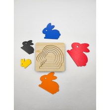 İcons Montessori Katmanlı Puzzle, Tak-Çıkar, Eğitici Puzzle (Tavşan)