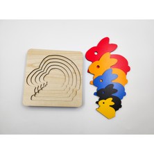 İcons Montessori Katmanlı Puzzle, Tak-Çıkar, Eğitici Puzzle (Tavşan)