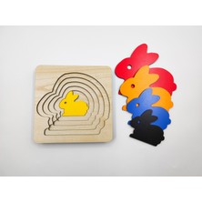 İcons Montessori Katmanlı Puzzle, Tak-Çıkar, Eğitici Puzzle (Tavşan)