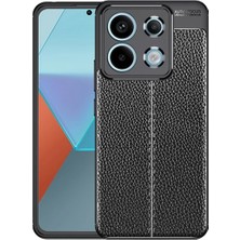 Microcase Xiaomi Redmi Note 13 / Note 13 Pro 5G  Global Leather Serisi Deri Efekt Silikon Kılıf - Siyah AL3337